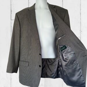 Lauren Ralph Lauren Men’s 48R Blazer Gray Micro Houndstooth Two Button Jacket